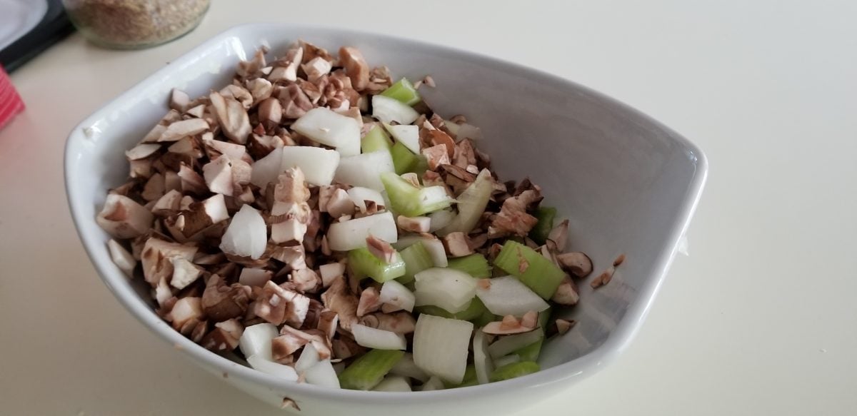 chopped mushrooms, celery, and onion