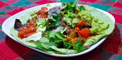 Plated Vegan Fajita Burrito