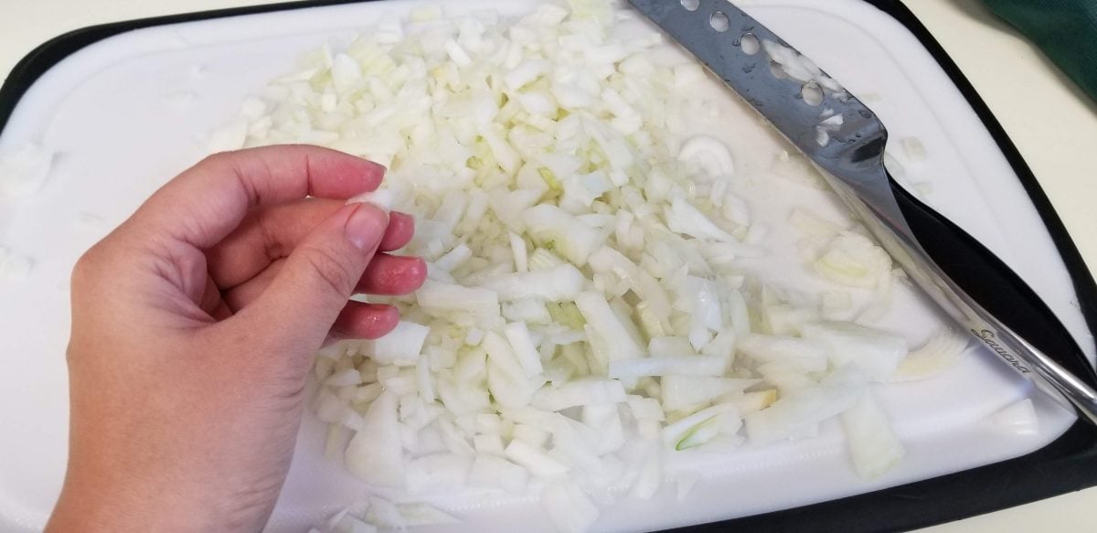 finely chop half of a white onion