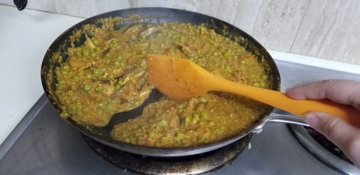 Reduced Vegan Mushroom Mutter Chettinad