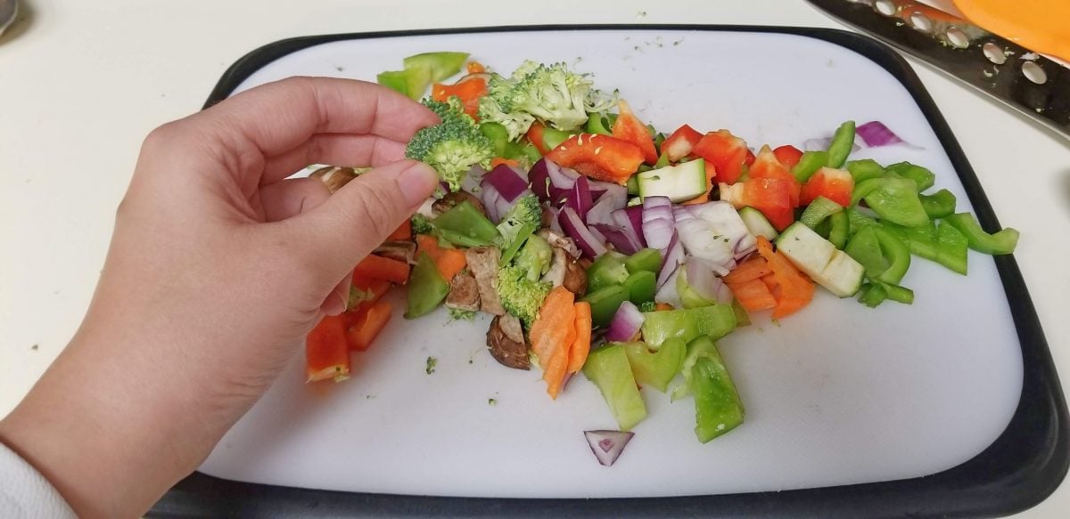 Chopped Vegetables for Vegan Falafel